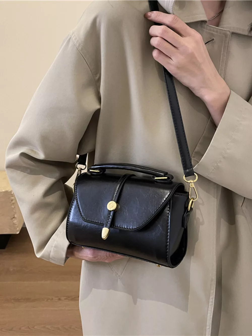 Leather Top Handle Crossbody Bag, image 5