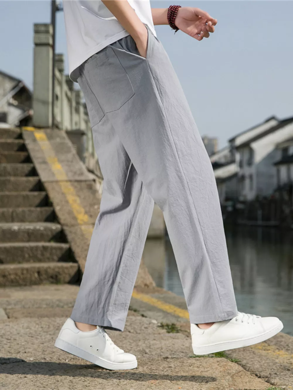 Men's Plus Size Loose Fit Drawstring Casual Pants, image 8
