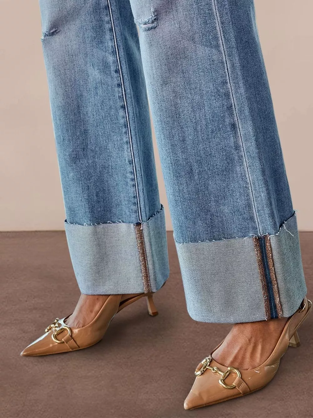 Distressed High-Waisted Flare Jeans, image 2