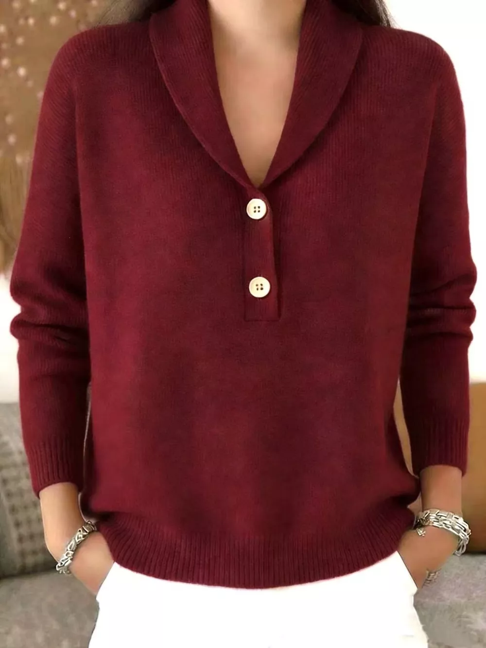 Button Detail Long Sleeve Sweater, image 11
