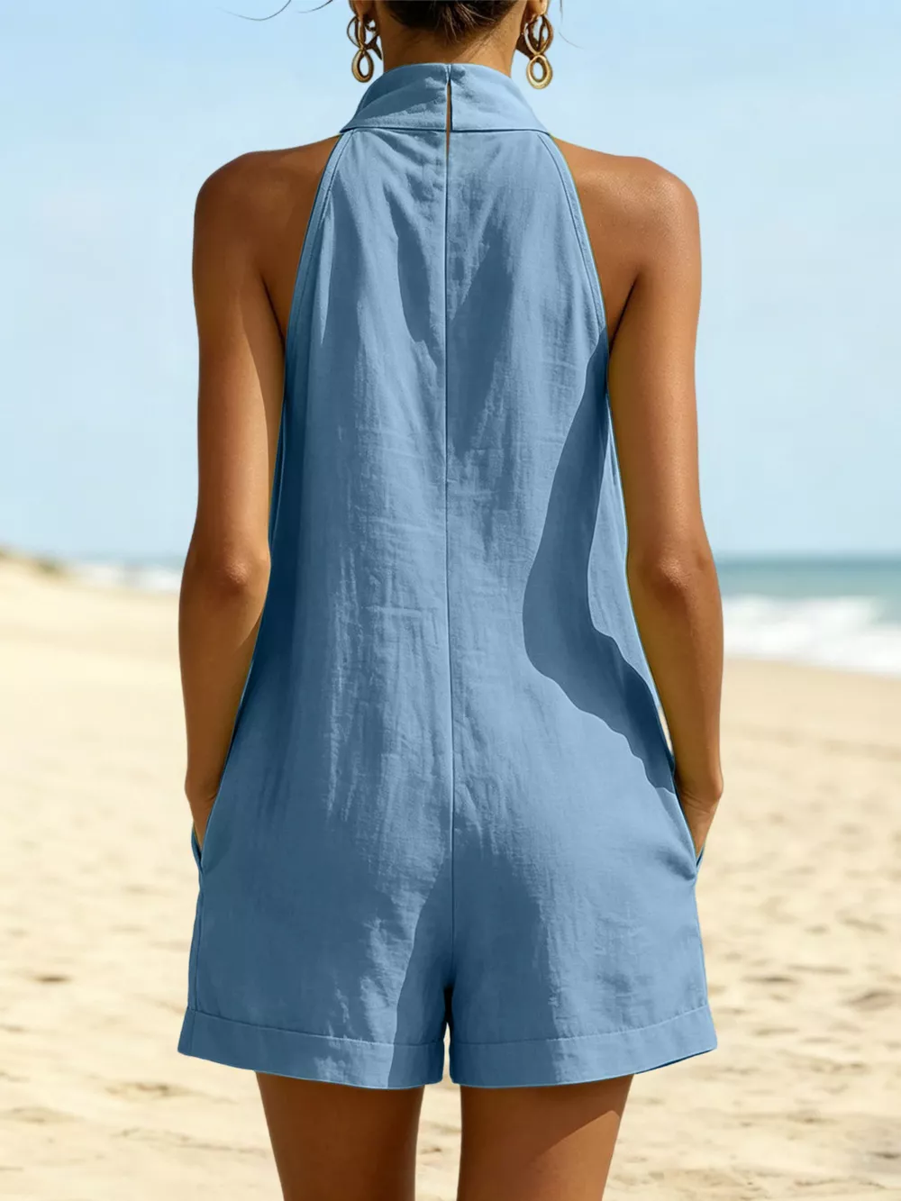 Halter Neck Romper with Pockets, image 14