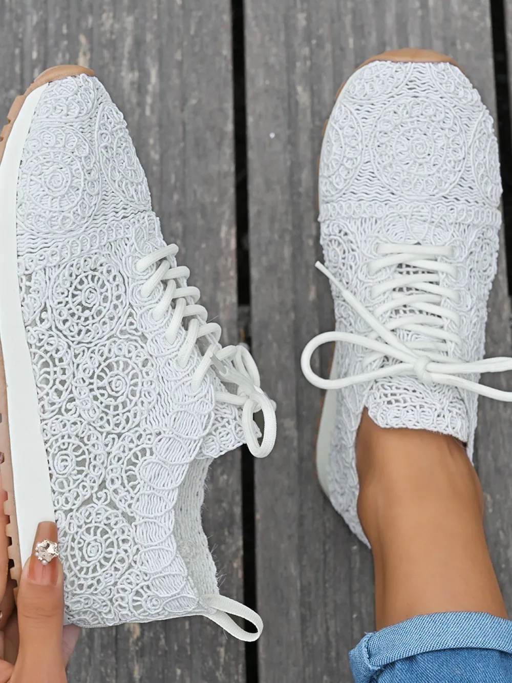 Mesh Lace Up Sneakers, image 2