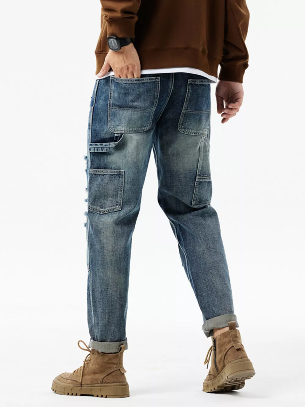 Men's Distressed Washed Jeans, image 3