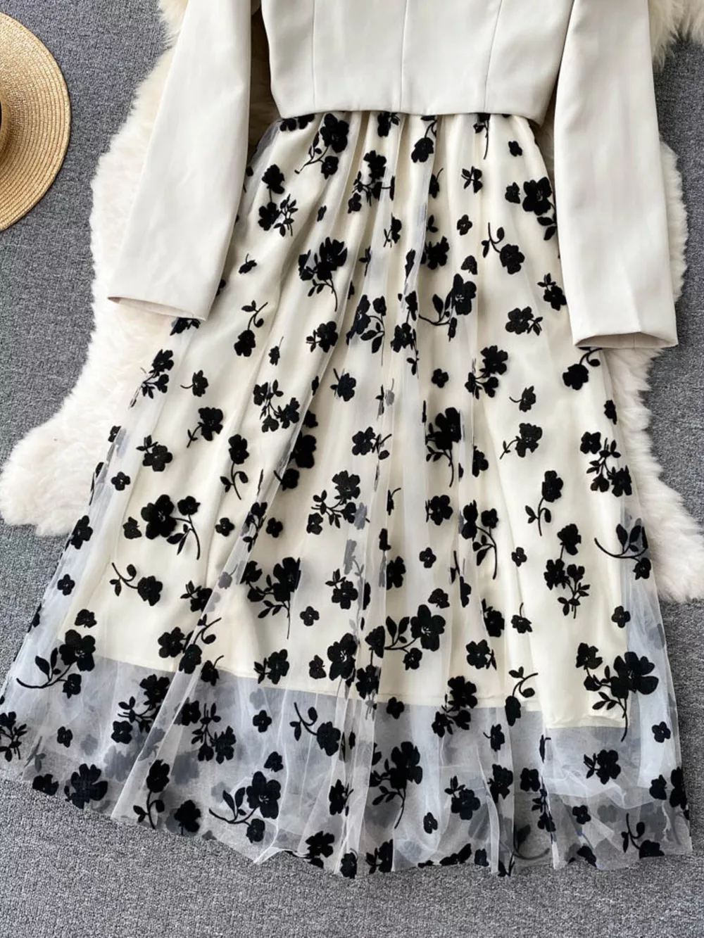 Floral Mesh Dress & Blazer Set, image 6