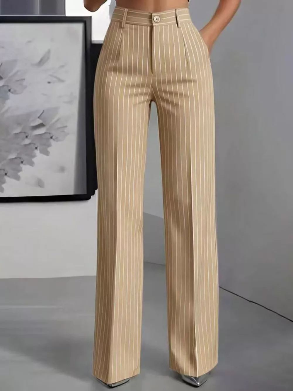 High-Waisted Striped Wide-Leg Pants, image 10