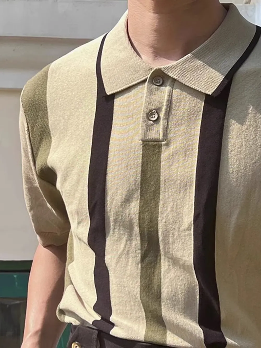 Men's Plus Size Striped Short Sleeve Polo, image 4