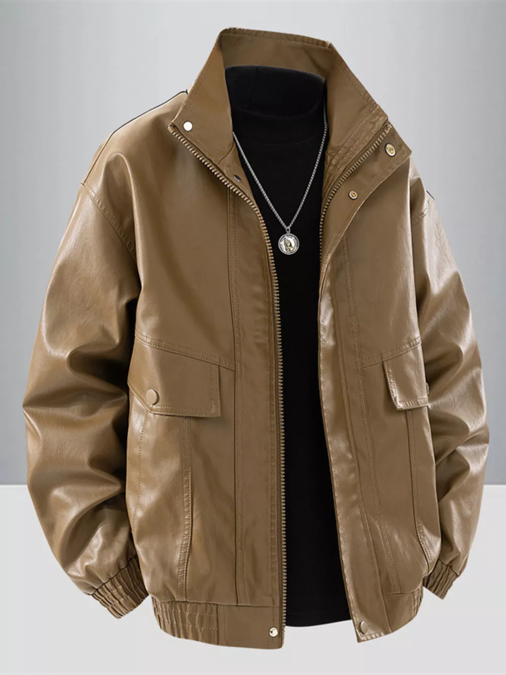 Men's Plus Size Casual Zip Up Jacket, image 3