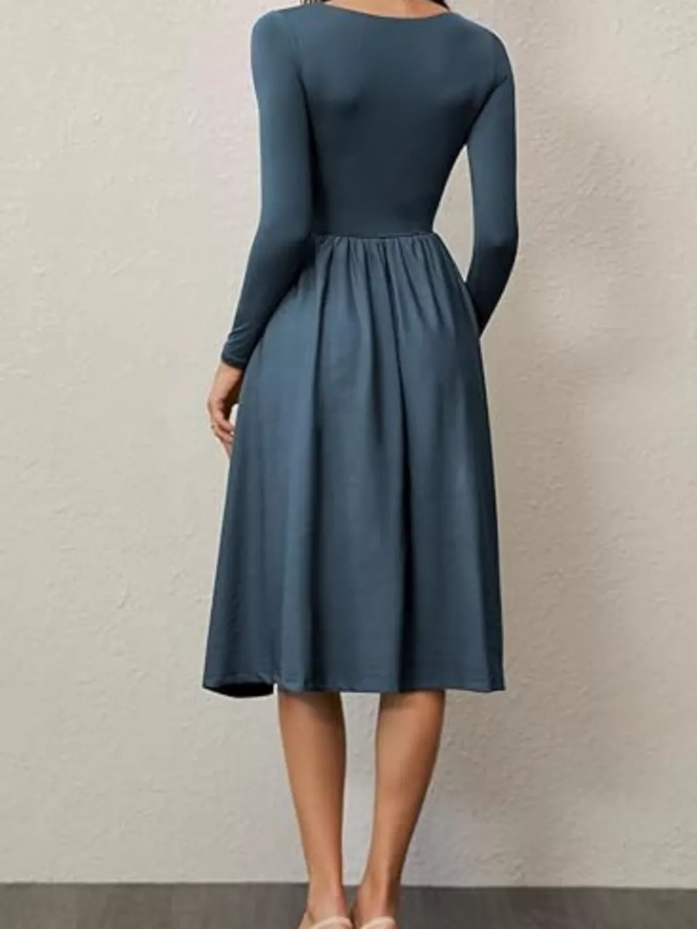 Square Neck Long Sleeve Midi Dress, image 14