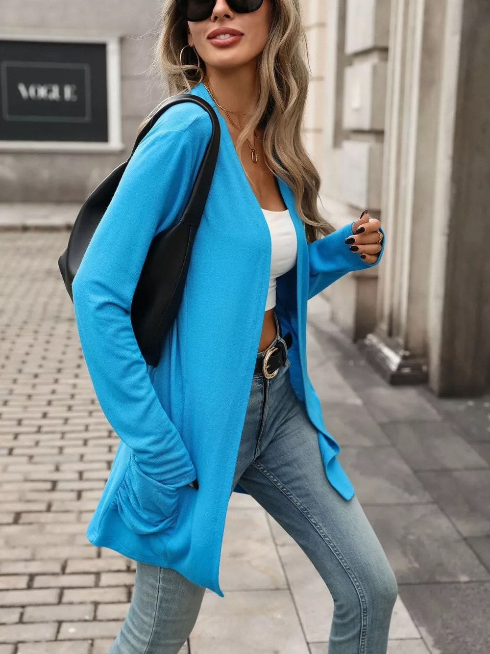 Ruched Pocket Open Front Cardigan, image 12