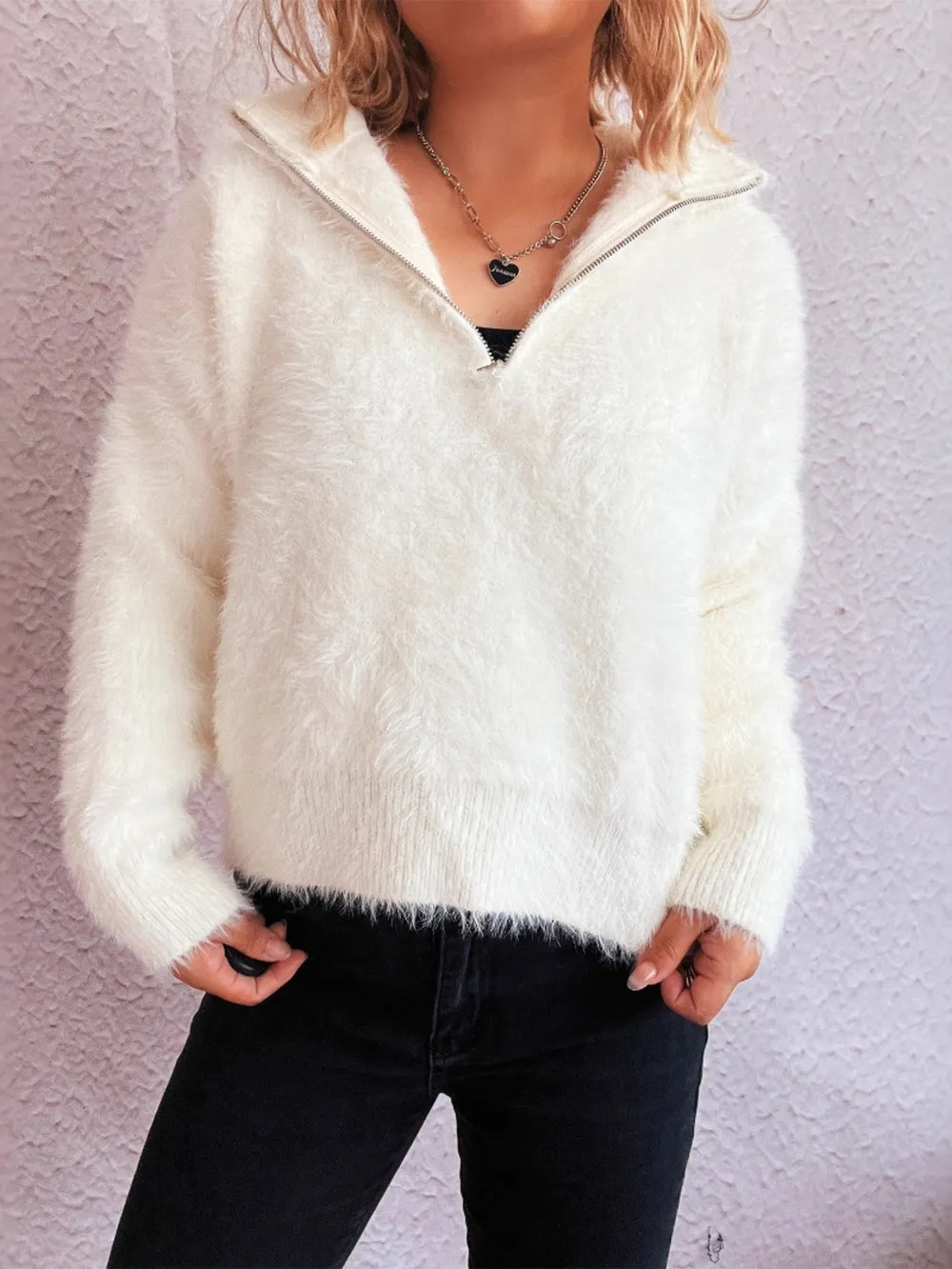 Cozy Fuzzy Half-Zip Sweater, image 17