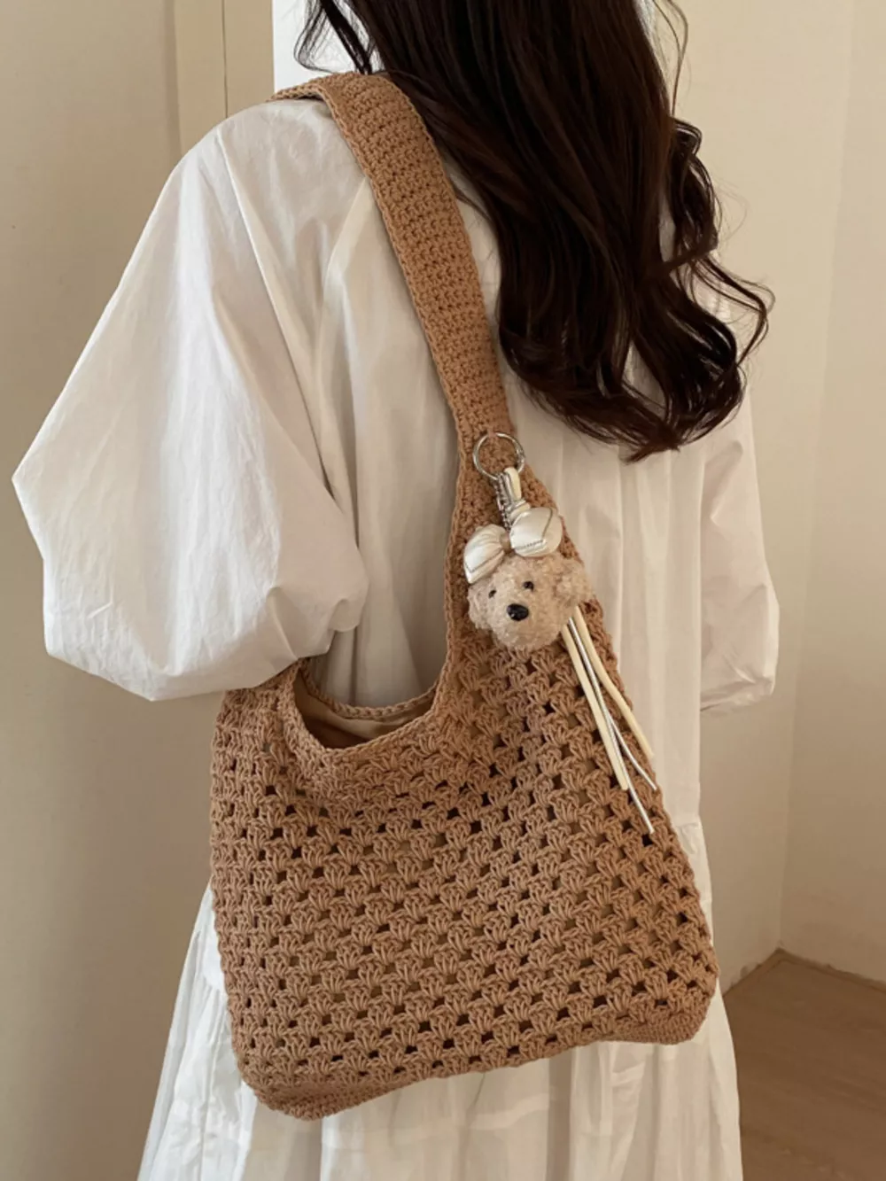 Crochet Knit Shoulder Bag, image 2