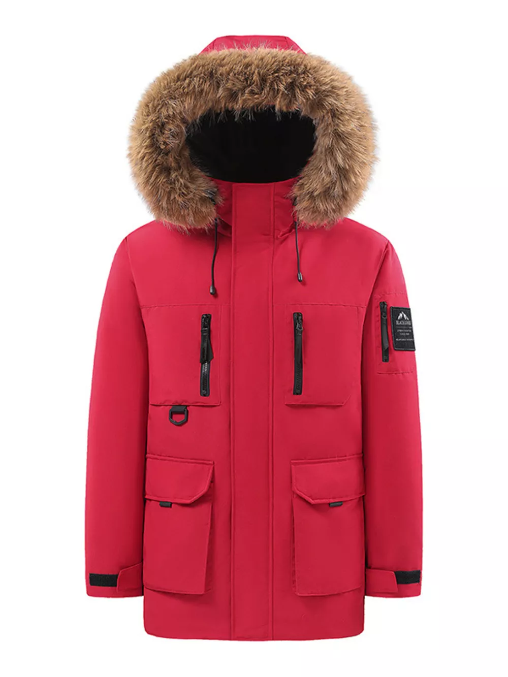 Men's Full Size Fur Hooded Winter Parka Coat Plus Size, image 4
