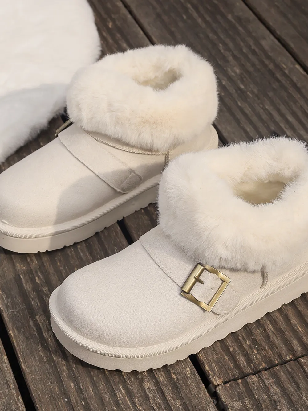 Fur-Lined Buckle Winter Ankle Boots, image 4
