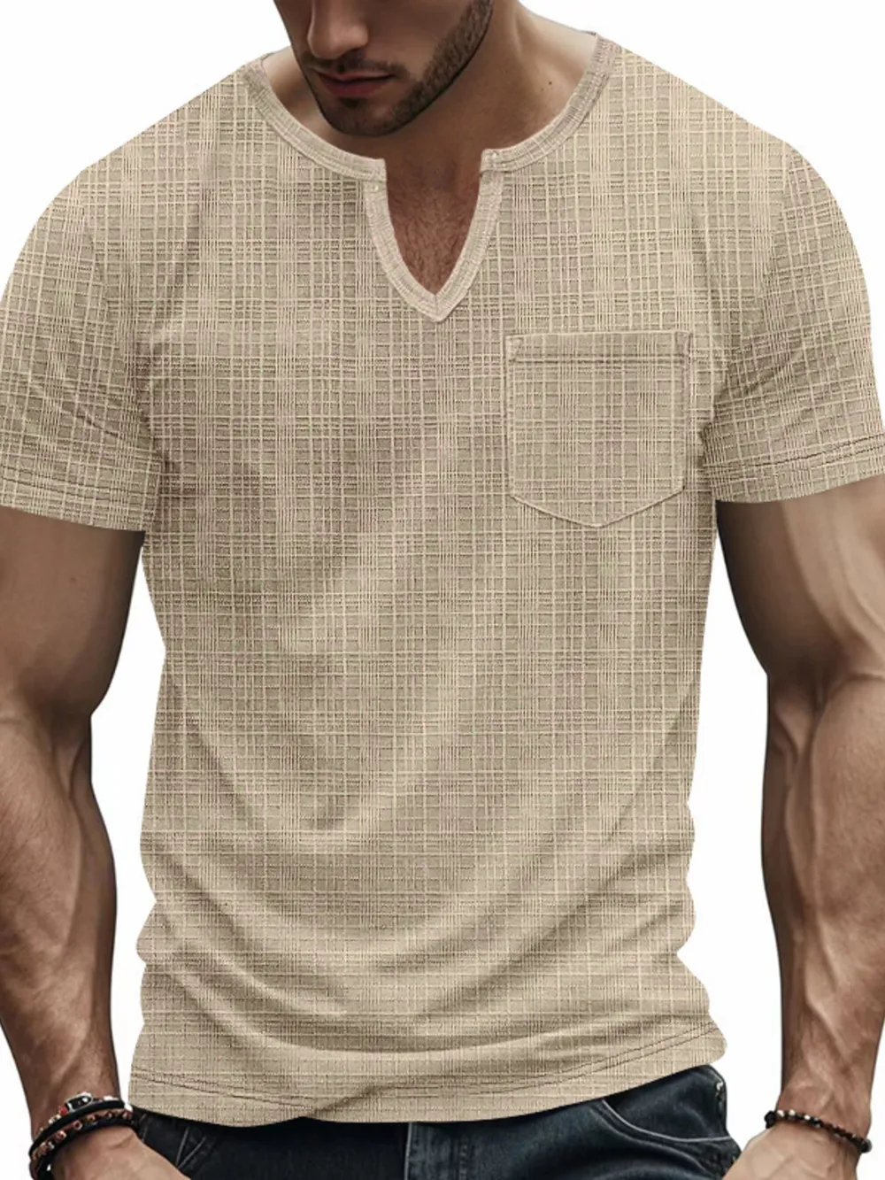 Men's Full Size Notched Short Sleeve T-Shirt Plus Size, image 5