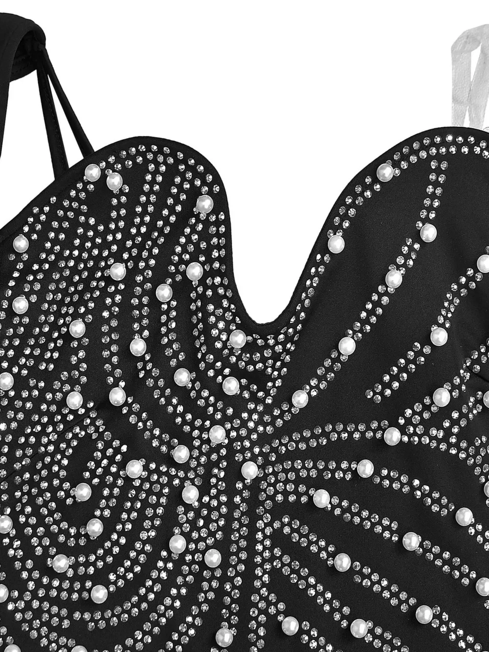 Rhinestone Pearl Detail One-Shoulder Mermaid Maxi Dress, image 10