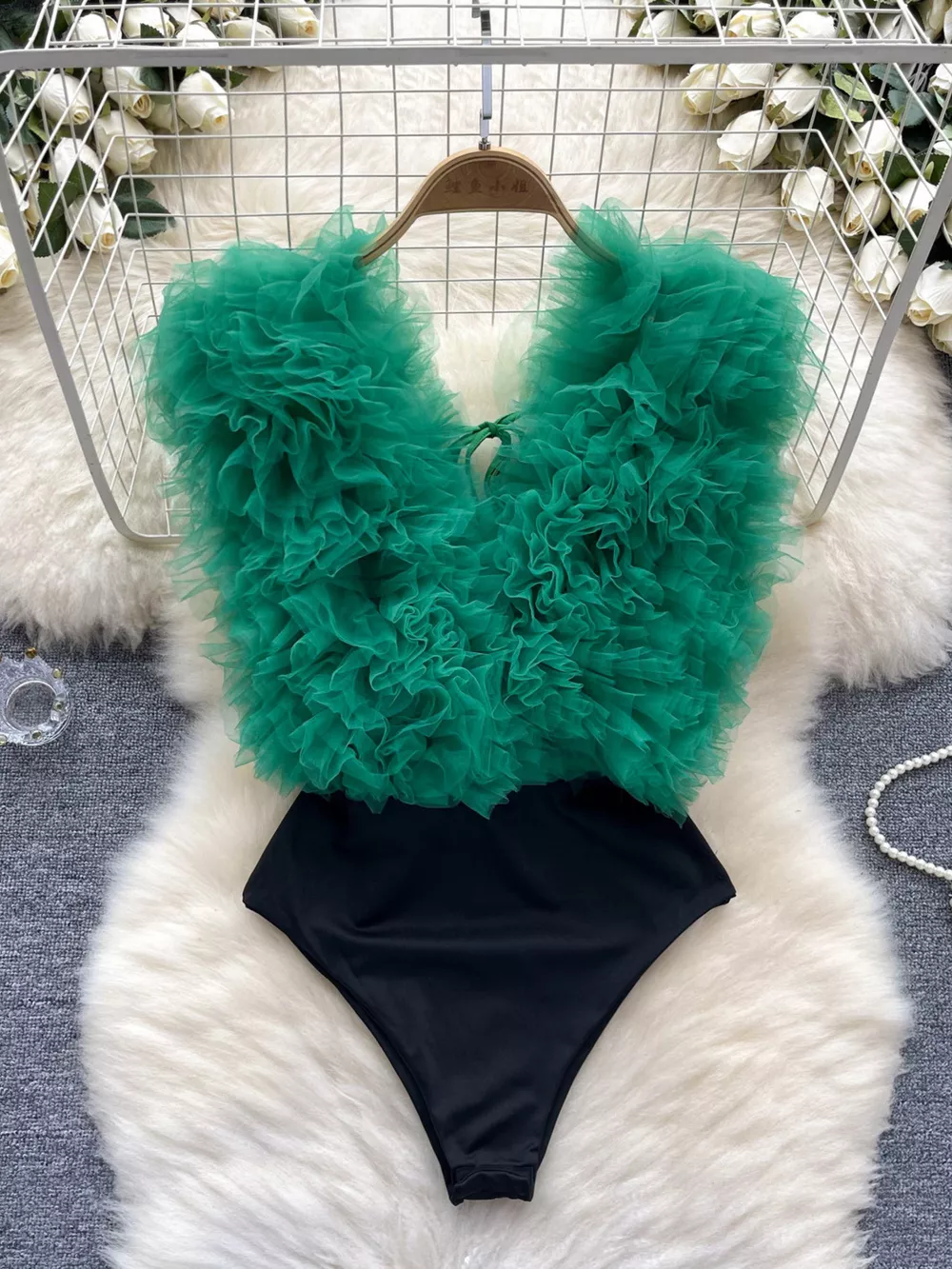 Ruffle Trim Sleeveless Bodysuit, image 16