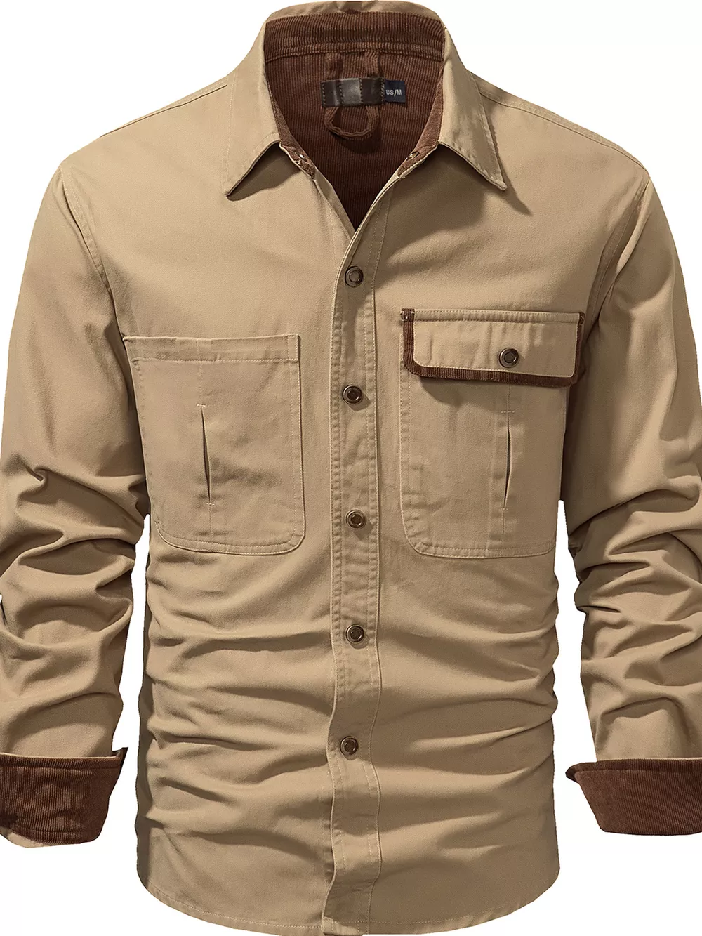 Men's Casual Long Sleeve Button-Down Shirt with Pockets, image 7
