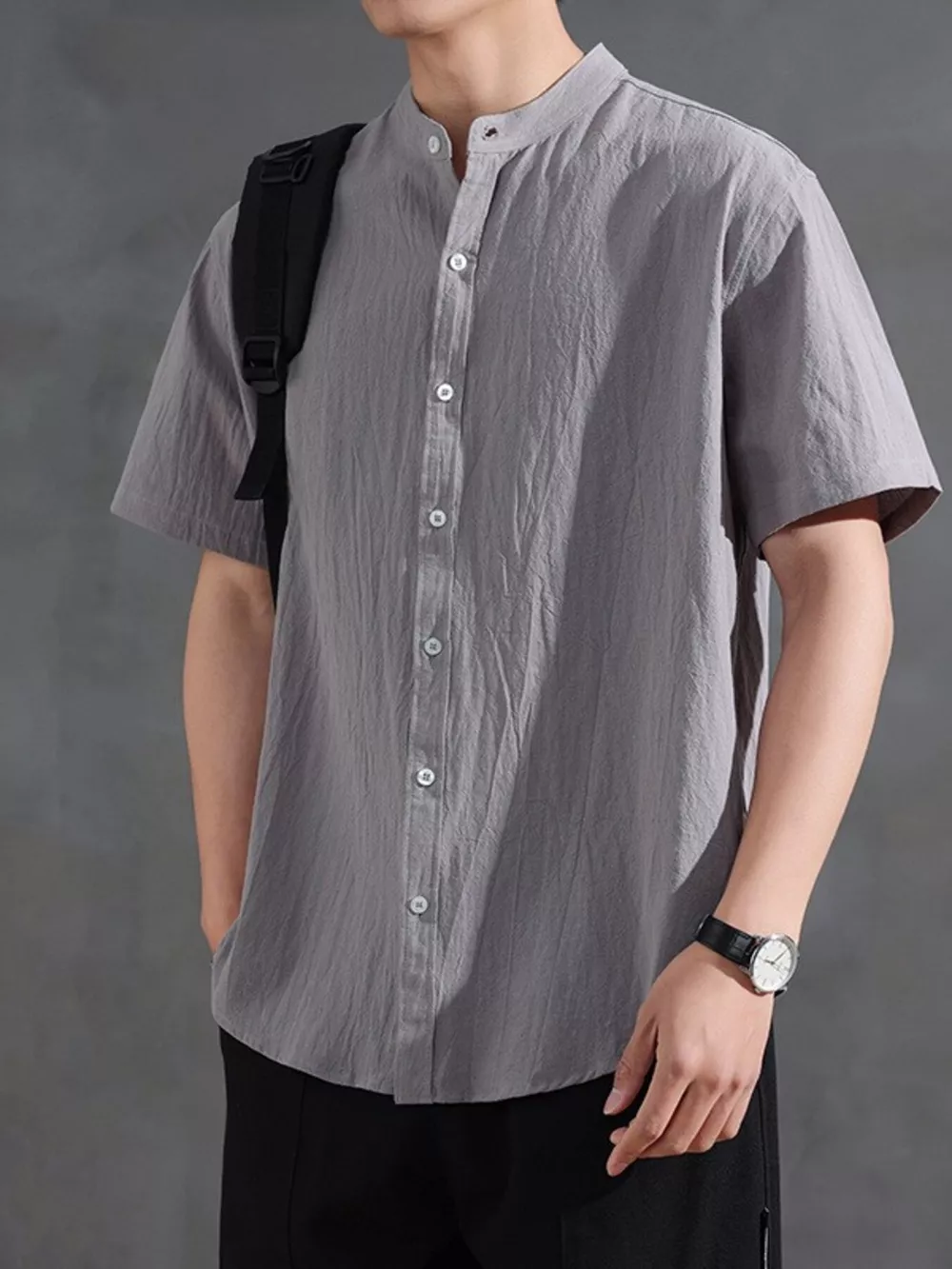 Men's Plus Size Casual Linen Short Sleeve Shirt, image 4