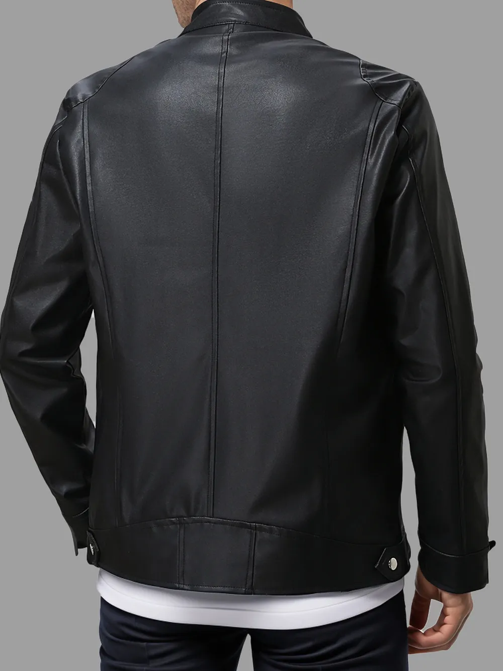 Men's Full Size Zip Up Leather Jacket Plus Size, image 2