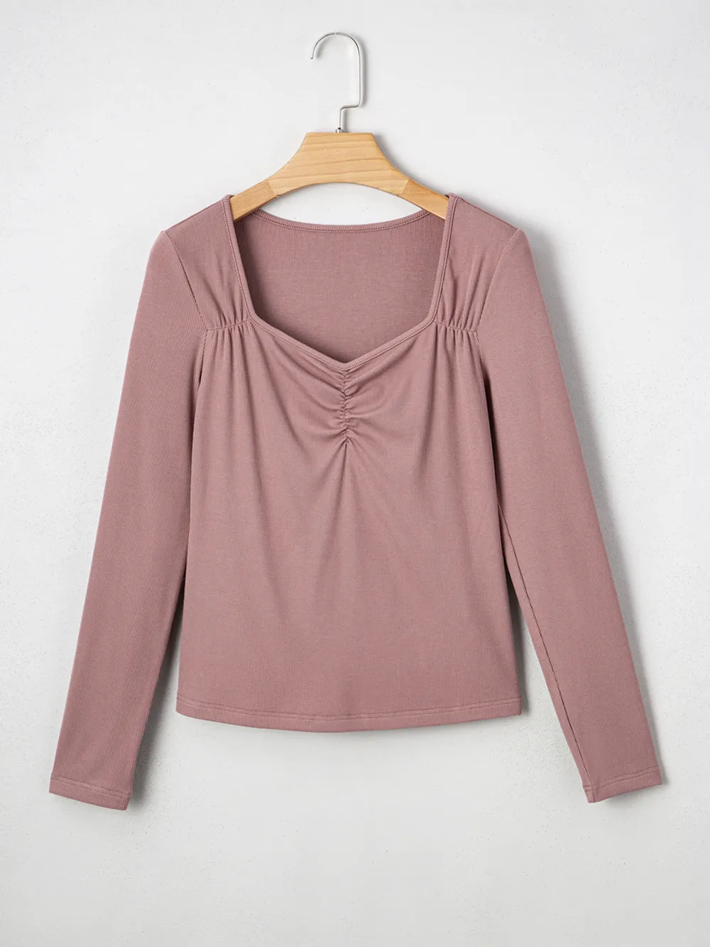 Ruched Front Long Sleeve T-Shirt, image 5
