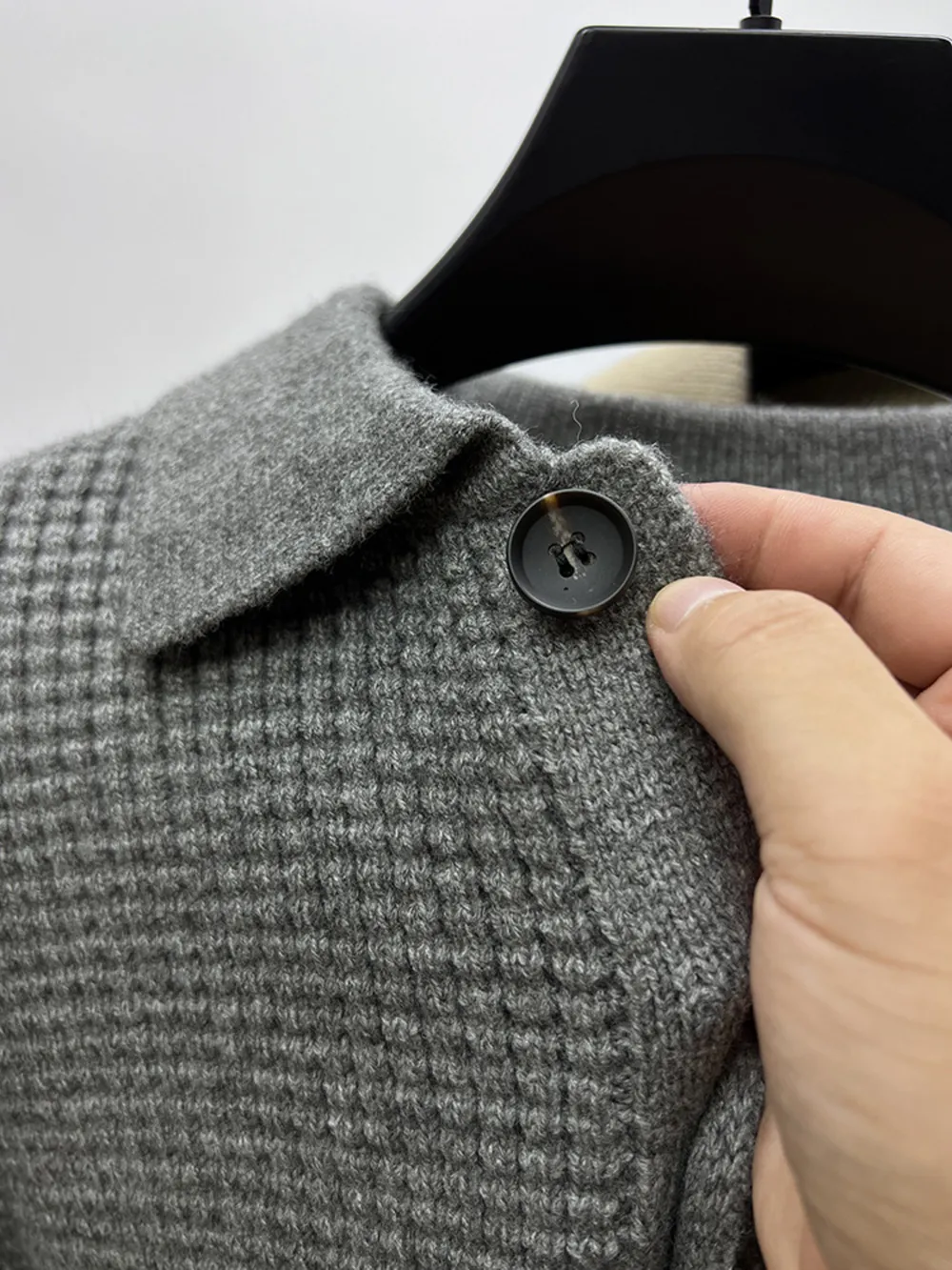 Men's Plus Size Button-Front Knit Cardigan with Collar, image 4