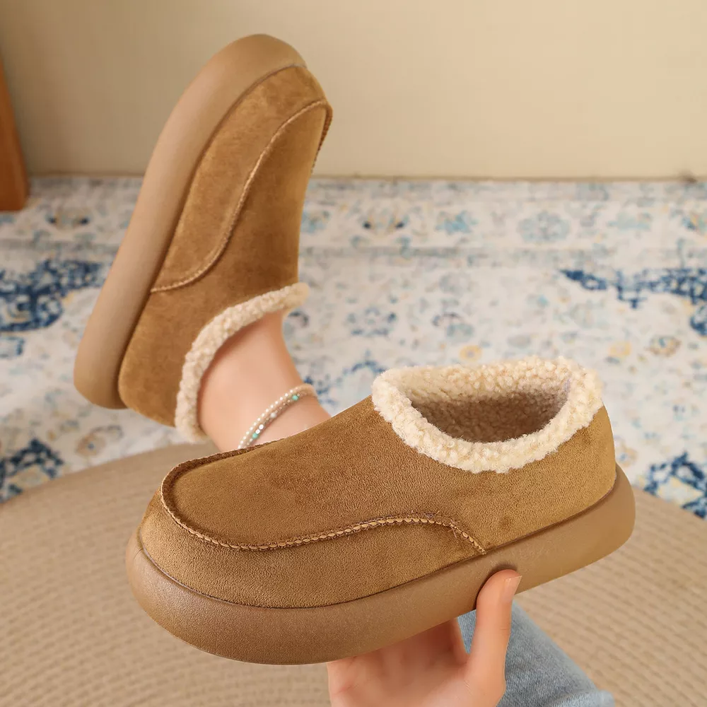 Plush-Lined Suede Platform Slip-On Boots, image 6