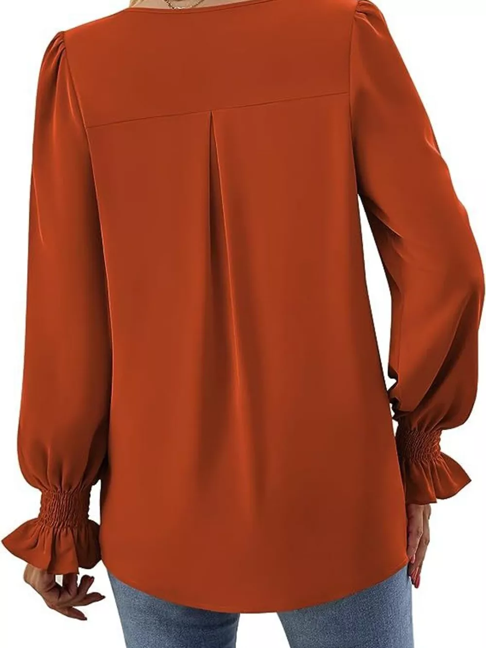 V-Neck Long Sleeve Ruffle Cuff Blouse, image 29