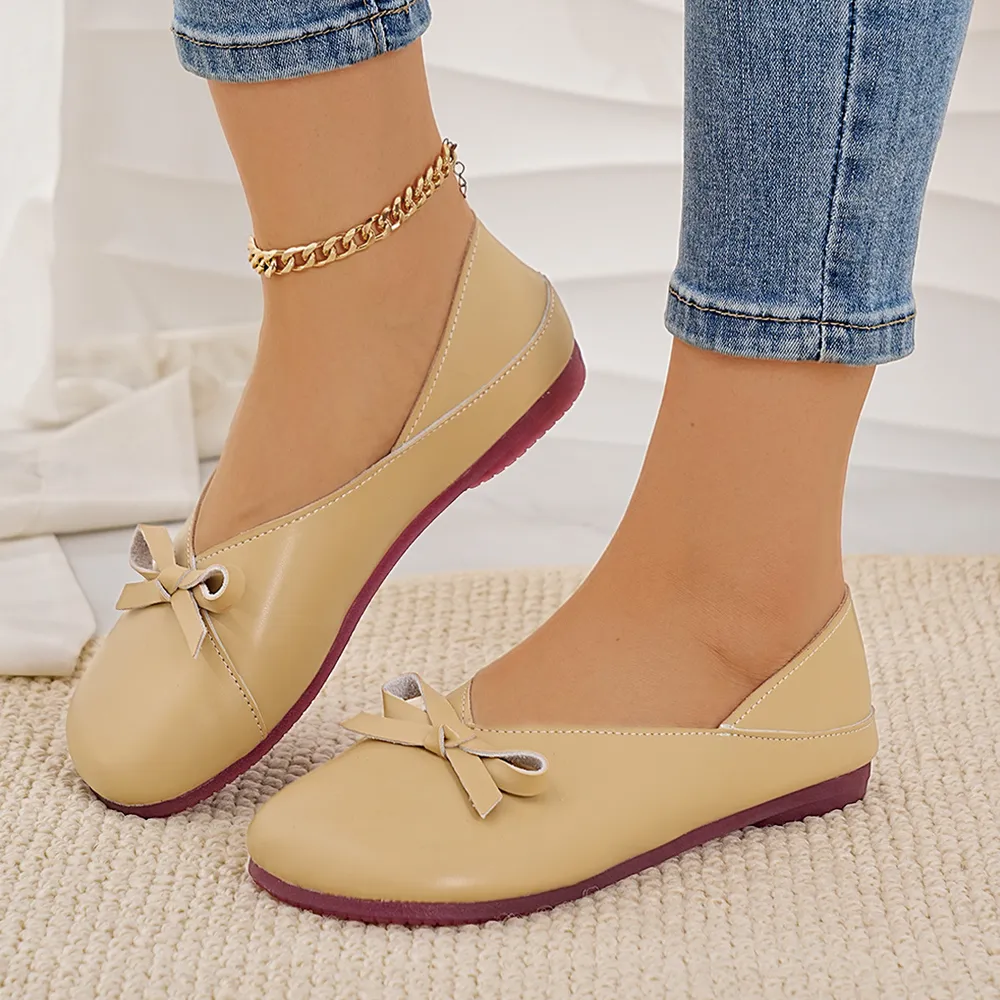 Bow Round Toe Flats Slip-Ons, image 16
