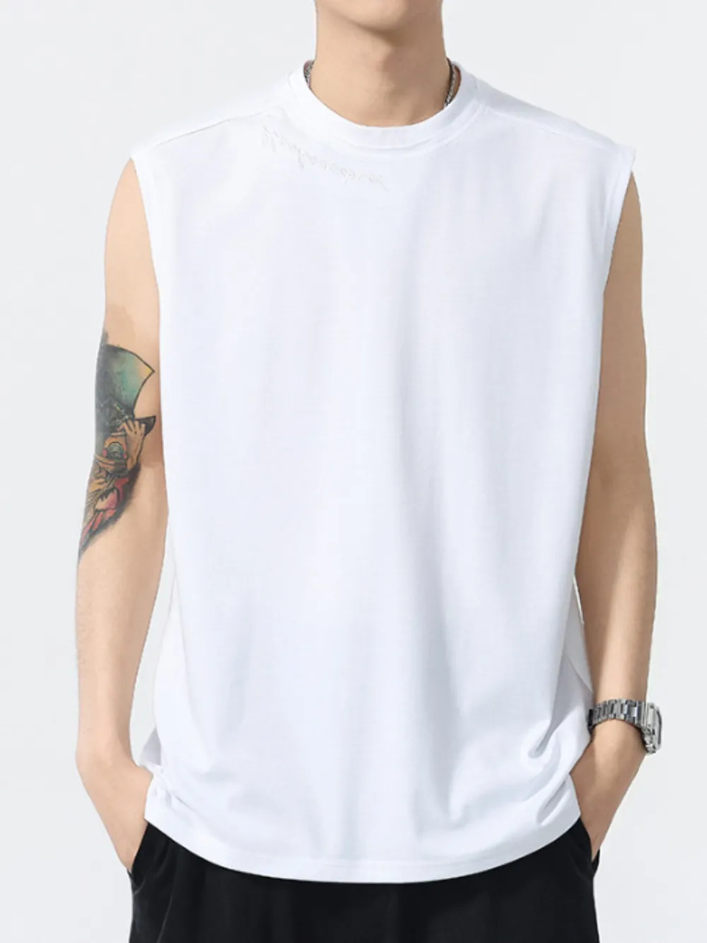 Men's Plus Size Round Neck Tank, image 2