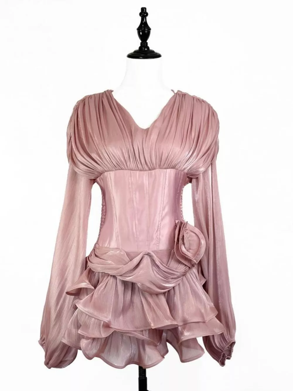 Ruffled Long Sleeve Mini Dress, image 17