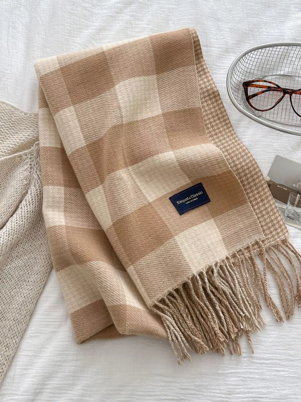 Plaid Tassel Winter Scarf, image 5