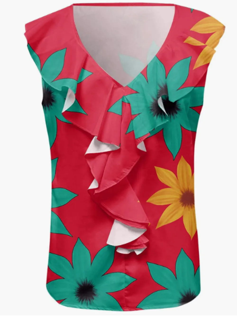 Printed V-Neck Tank, image 9