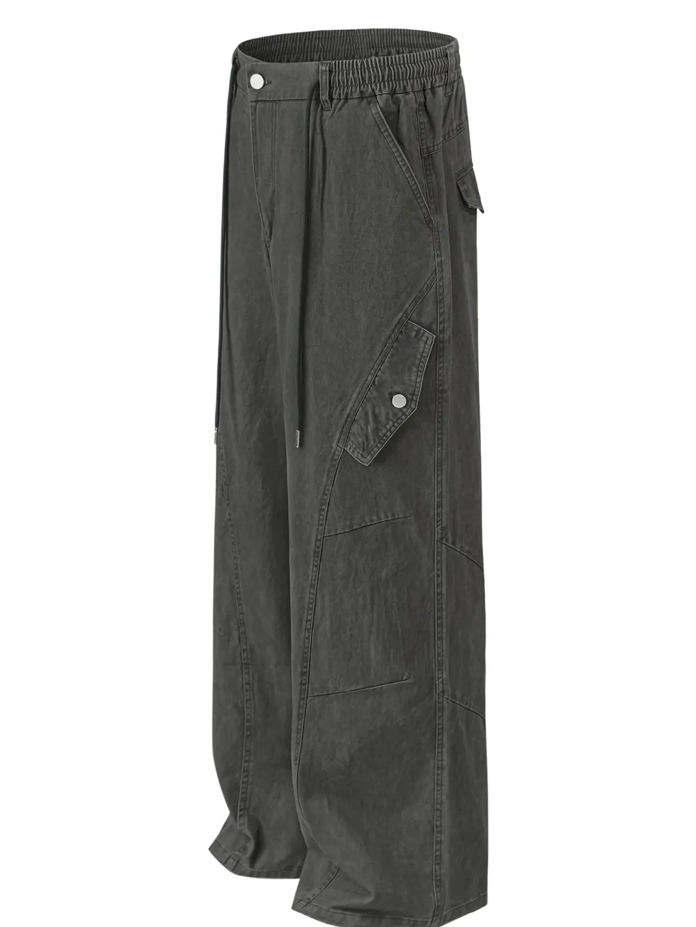 Men's Casual Wide Leg Cargo Pants with Elastic Waistband, image 5