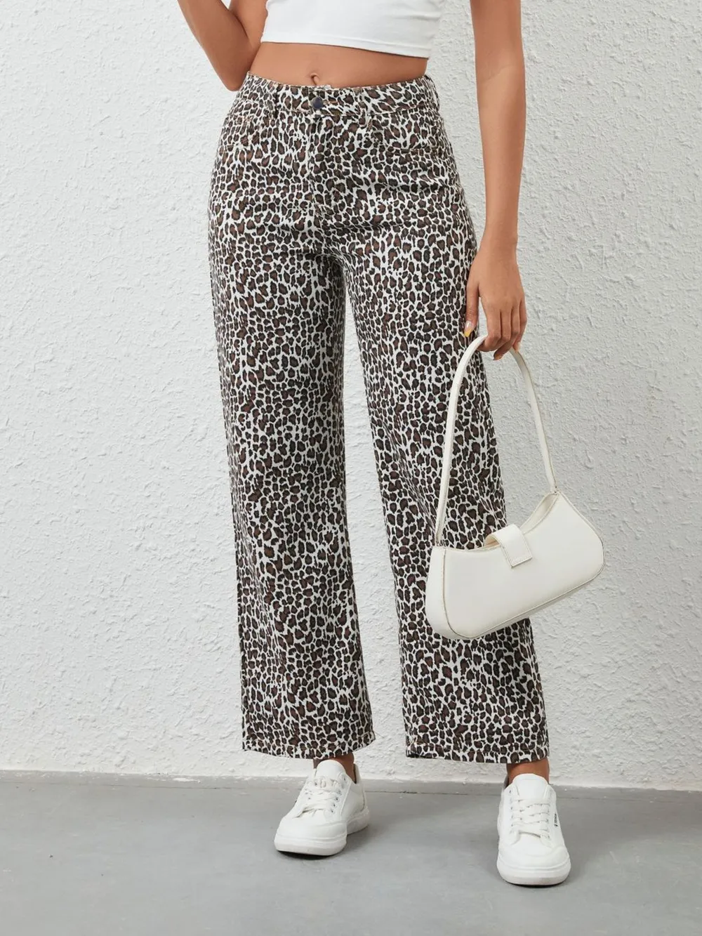 Leopard Print Wide Leg Jeans, image 4