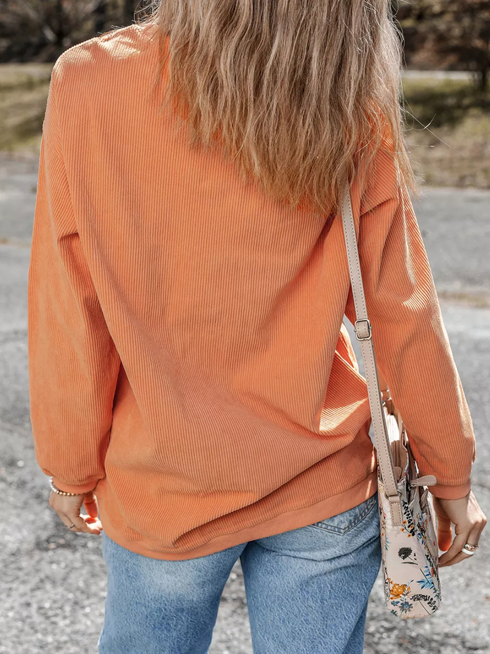 Halloween Ghost Sequin Patched Twisted Ribbed Texture Sweatshirt, image 2