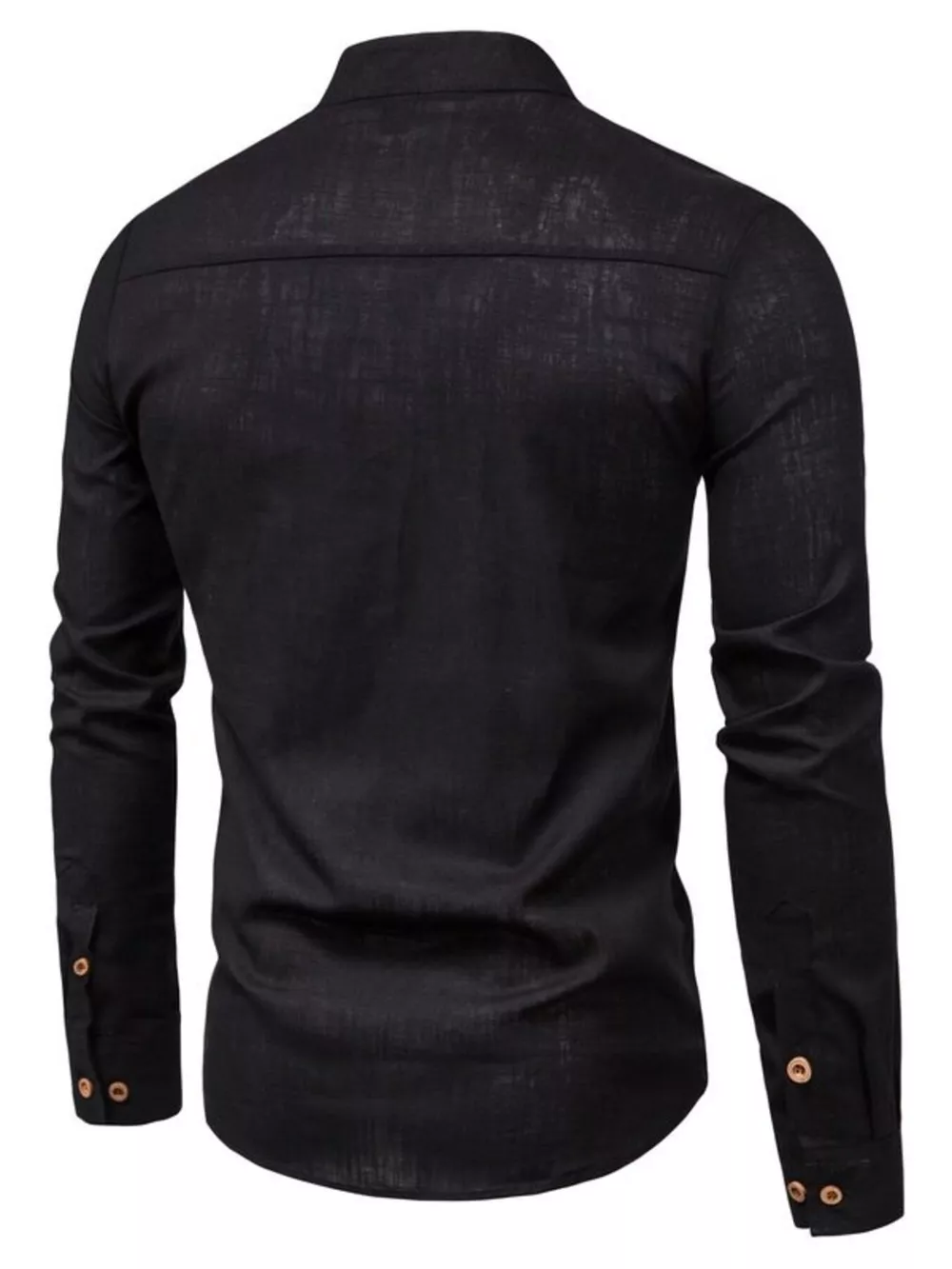 Men's Plus Size Casual Mandarin Collar Button-Up Shirt, image 4
