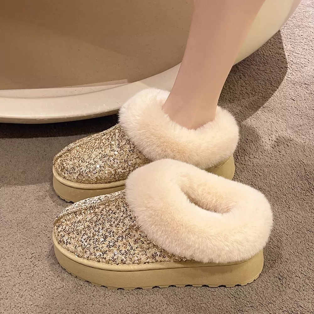 Sequin Round Toe Platform Boots, image 8