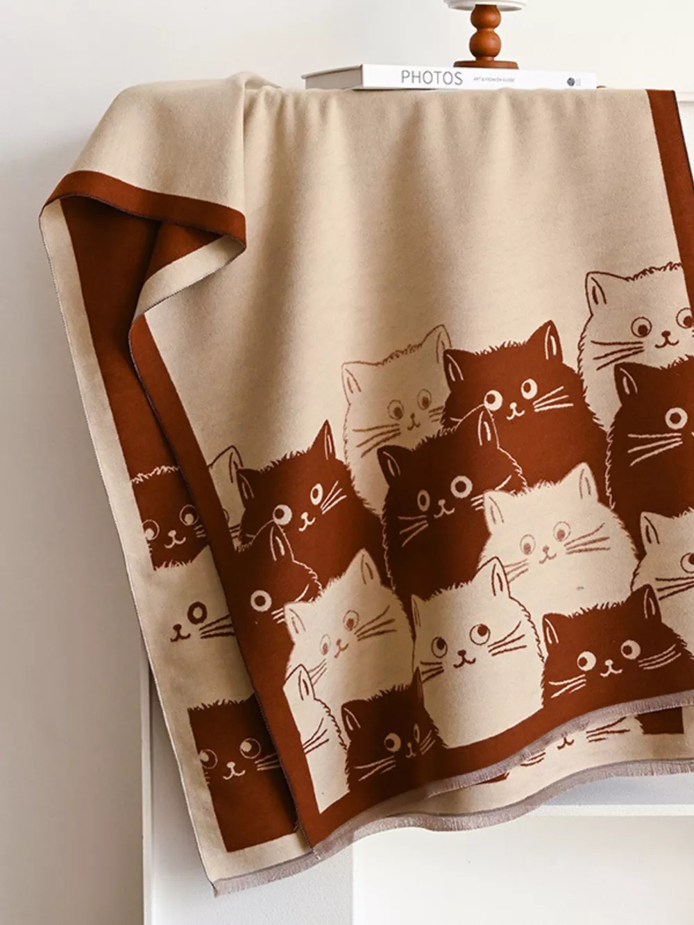 Cute Cat Pattern Knitted Scarf, image 13