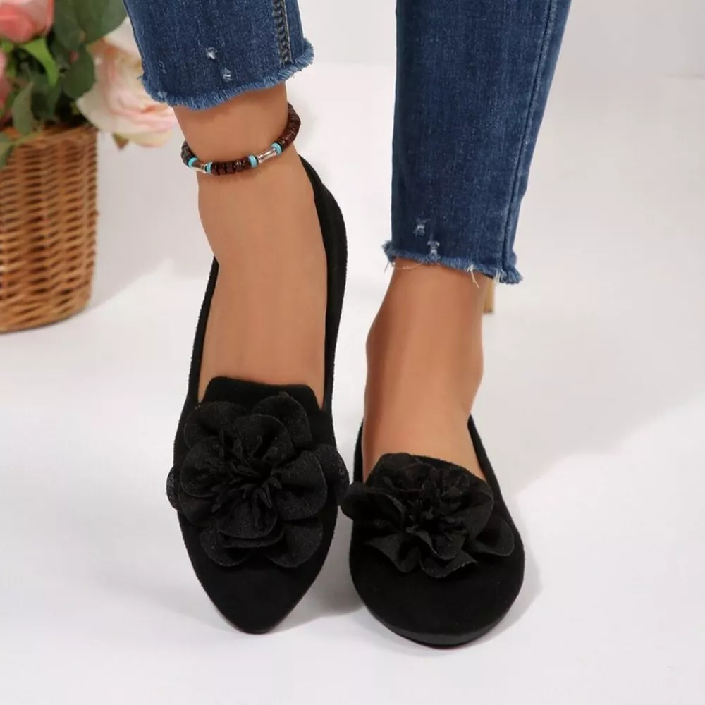 Flower Point Toe Flats Slip-Ons, image 3