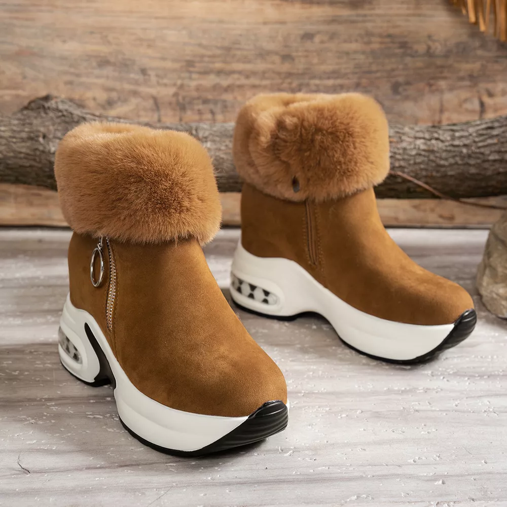 Fuzzy Side Zipper Platform Ankle Boots, image 17