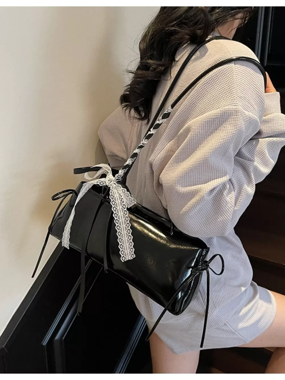 Lace Decor Shoulder Bag