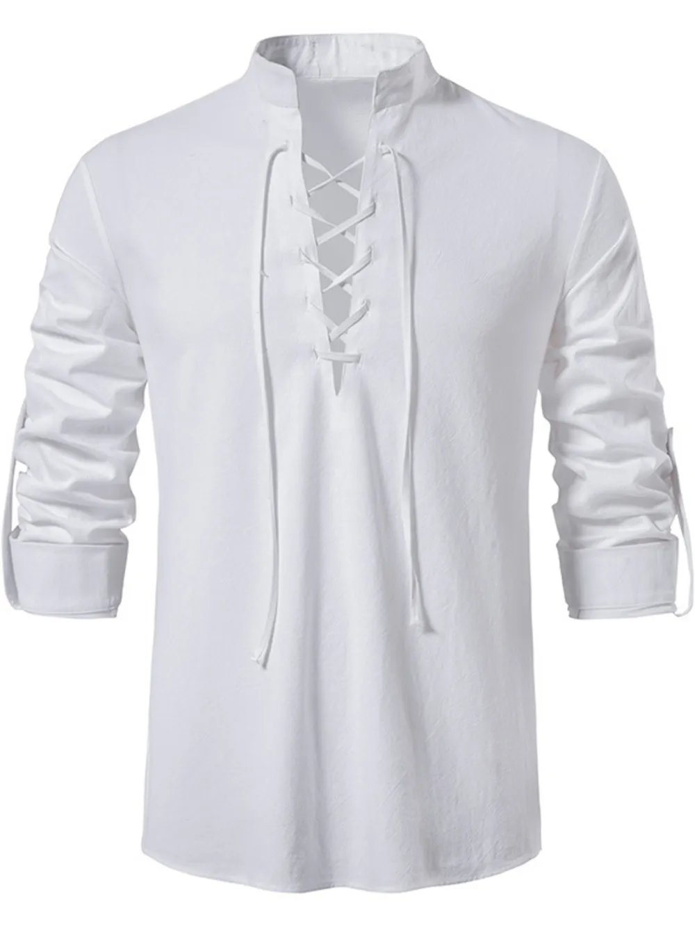 Men's Lace Up Long Sleeve Blouse, image 25