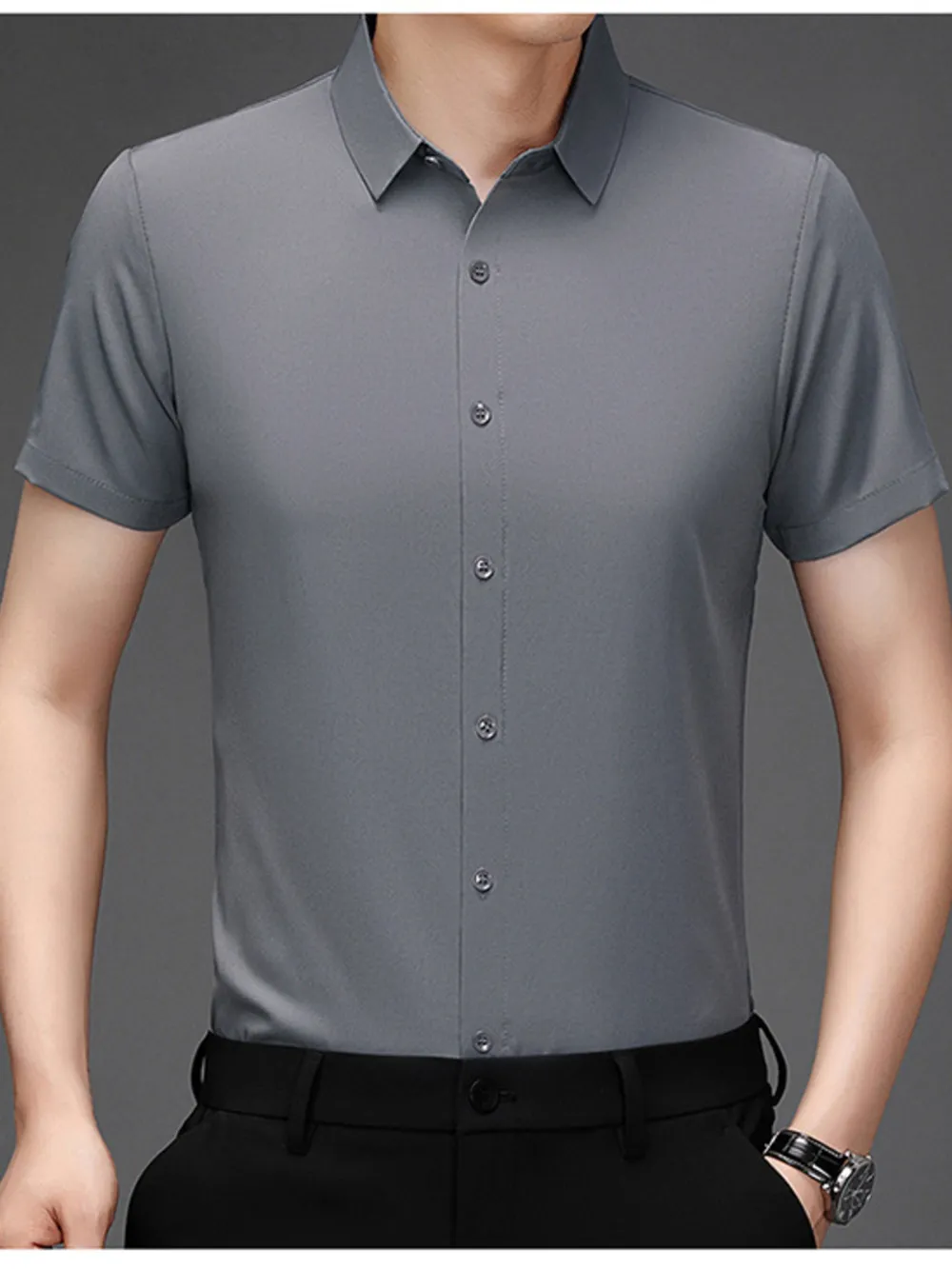 Men's Plus Size Button Up Short Sleeve Shirt, image 3