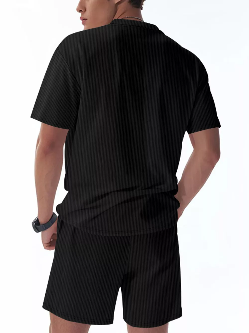 Men's Full Size Casual Striped Top and Shorts Set Plus Size, image 5