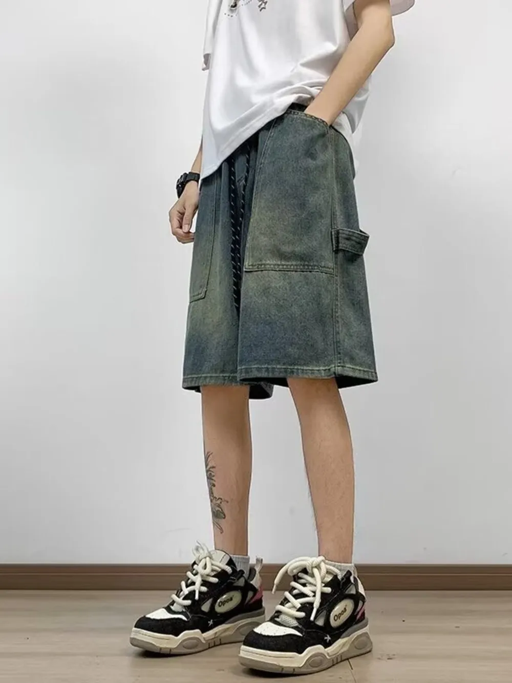 Men's Full Size Washed Loose Fit Denim Shorts Plus Size, image 3