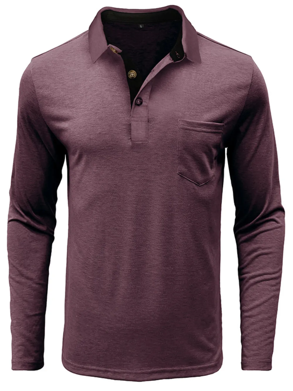 Men's Full Size Button Detail Long Sleeve Polo Plus Size, image 6