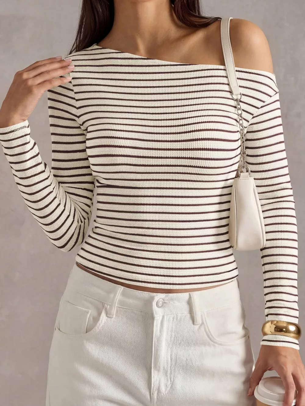 Striped Ribbed Long Sleeve T-Shirt, image 12