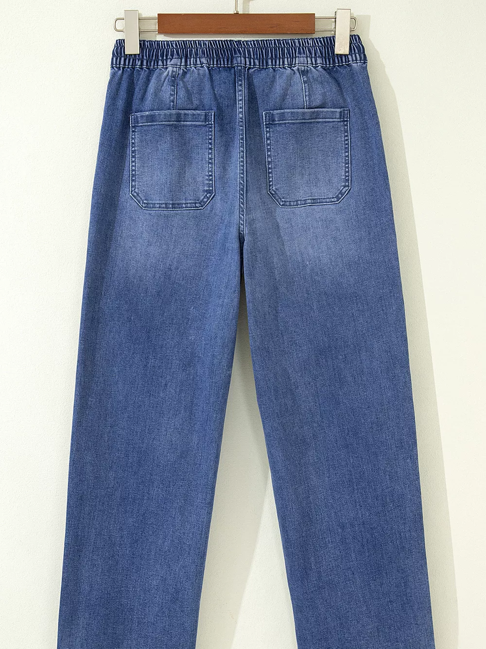 Drawstring Waist Ankle Length Casual Jeans Regular Fit Pocket Detail Jeans, image 5