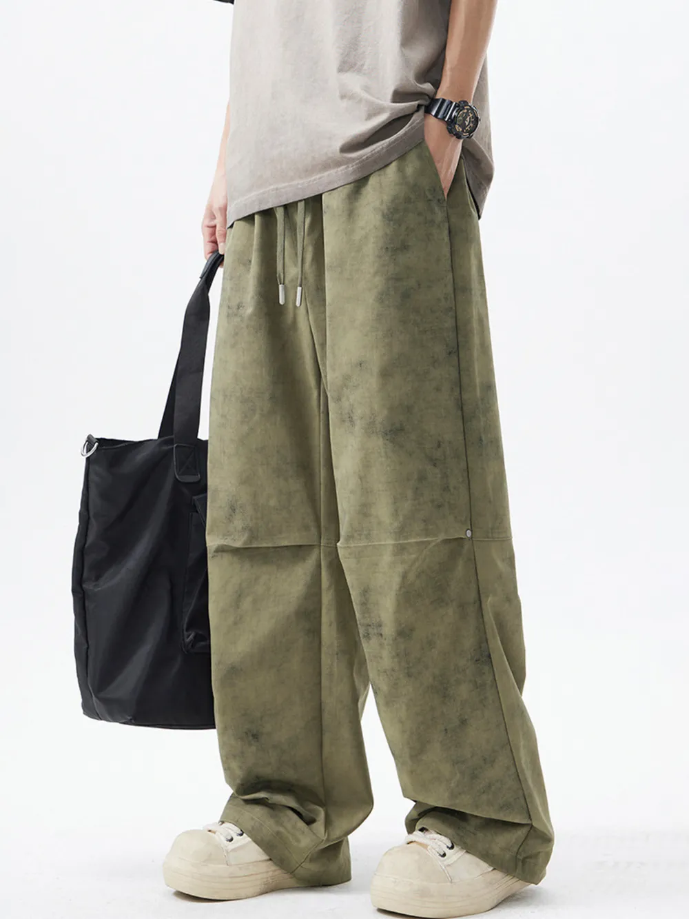 Men's Drawstring Wide Leg Pants, image 2