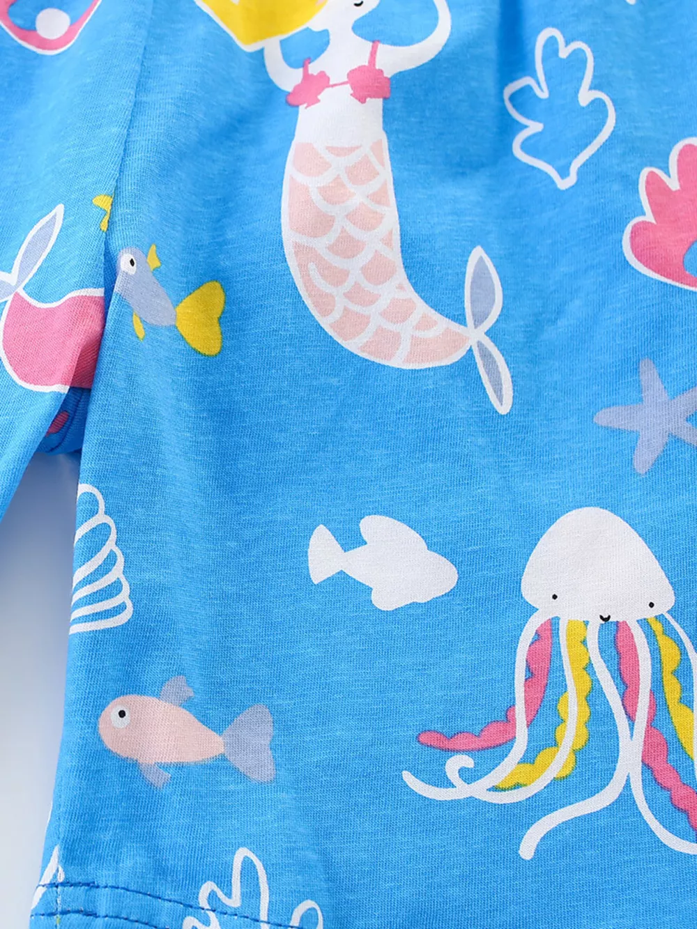 Children's Ocean Print Round Neck Top and Shorts Set, image 2